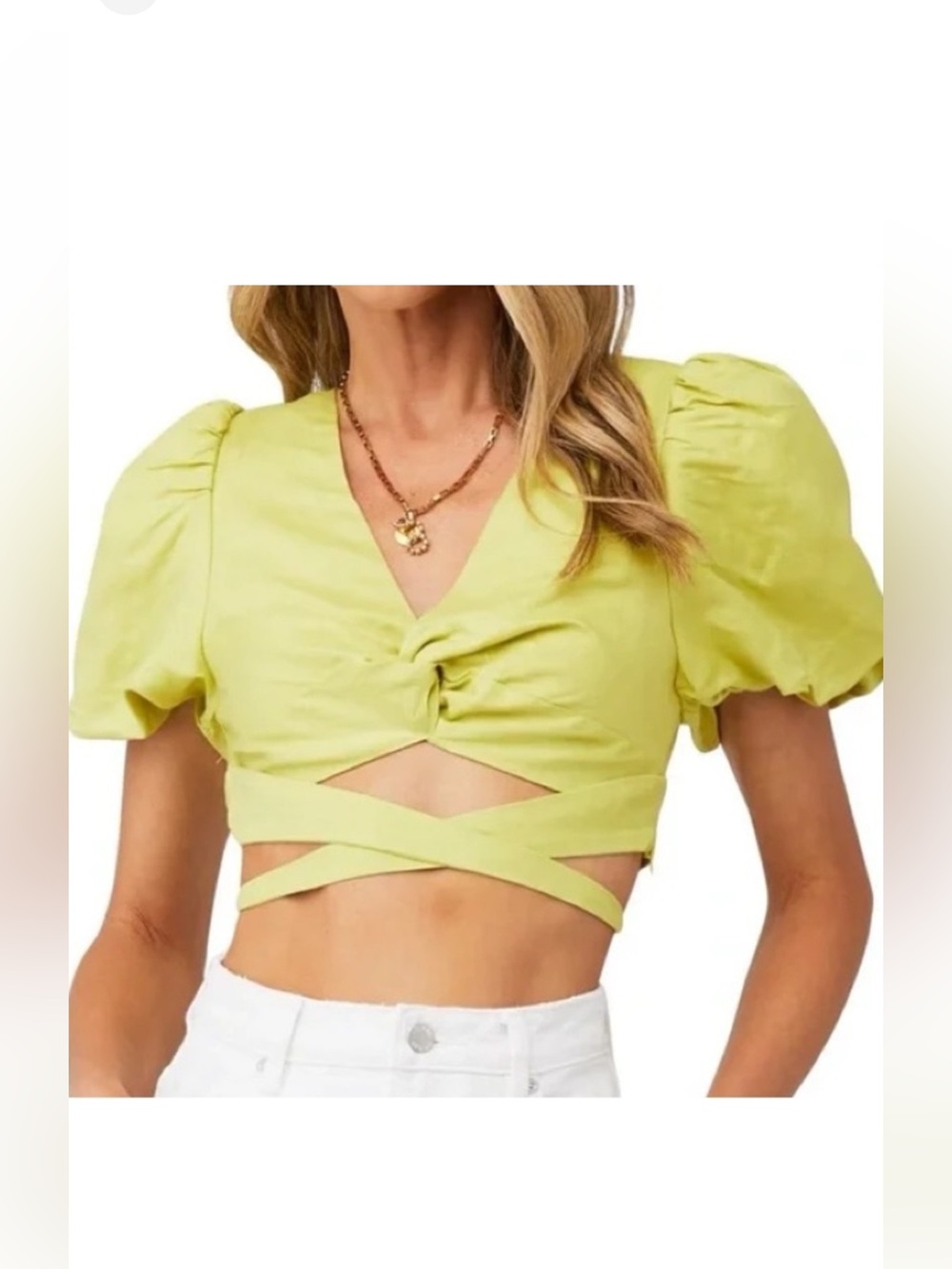ASTR Yellow Linen Blend Top